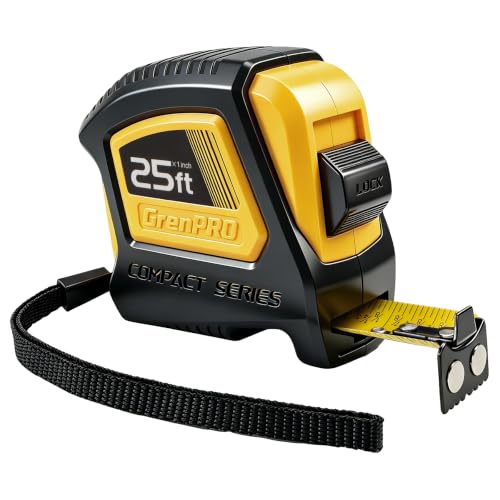 GRENPRO 25FT Magnetic Tape Measure, Double-Sided 1/32', Nylon Coated Blade