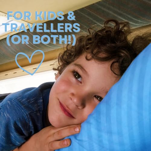 kinder Fluff Children Pillows (2pk) - The only Pillow 300T Soft Cotton & Down Alternative Fill - Hypoallergenic & Machine Washable. Ideal XS Pillows for Children Bed & Travel Pillow (33x46cm- Blue)