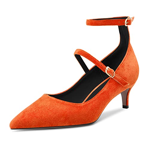 Castamere Women Low Kitten Heel Pointed Toe Ankle Strap Pumps Wedding Dress 2.0 Inches Heels - Main Image