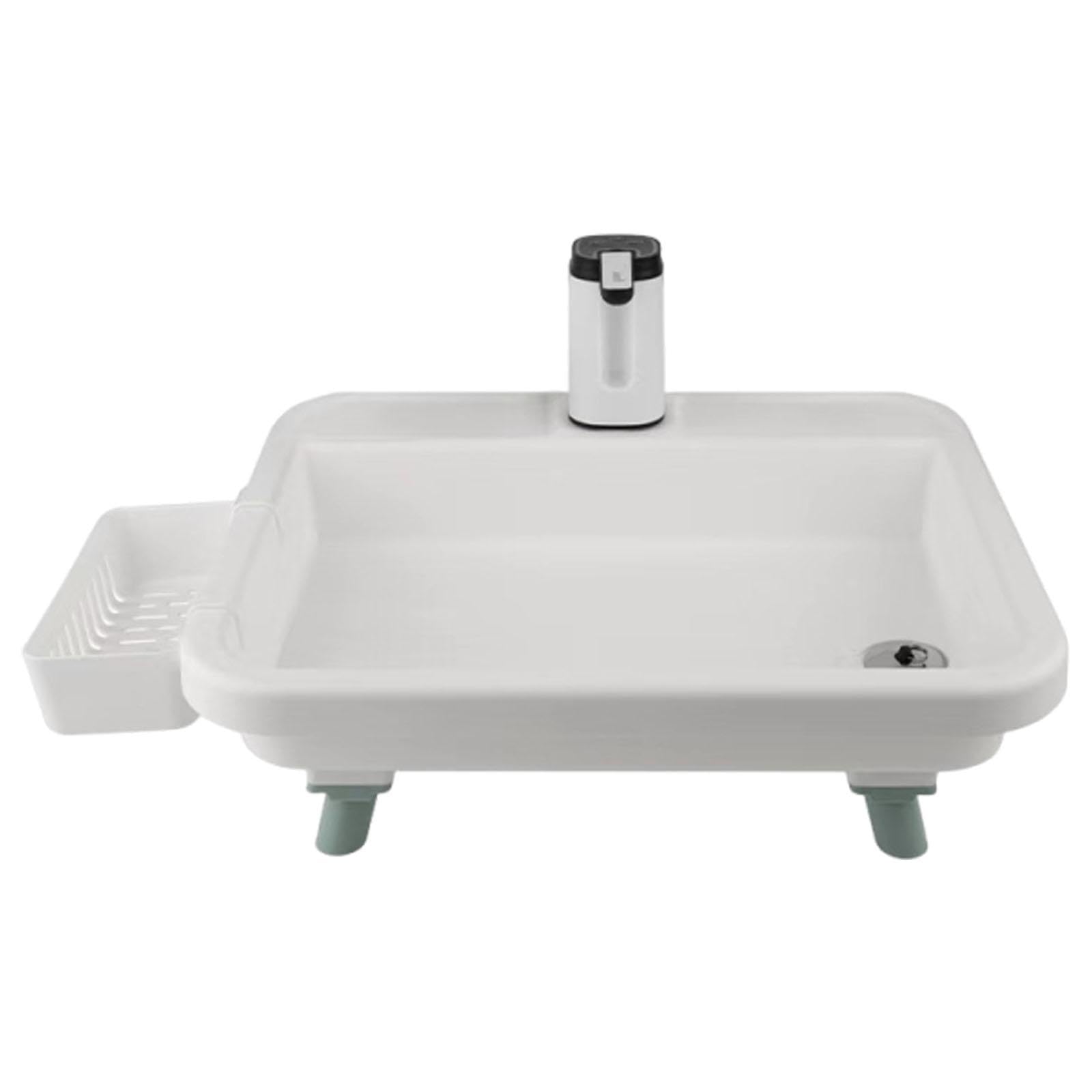 Lavabo Portatile da Esterno, Stazione Mobile per Il Lavaggio delle Mani con Rubinetto elettronico per Uso Interno ed Esterno, postazioni di Lavoro