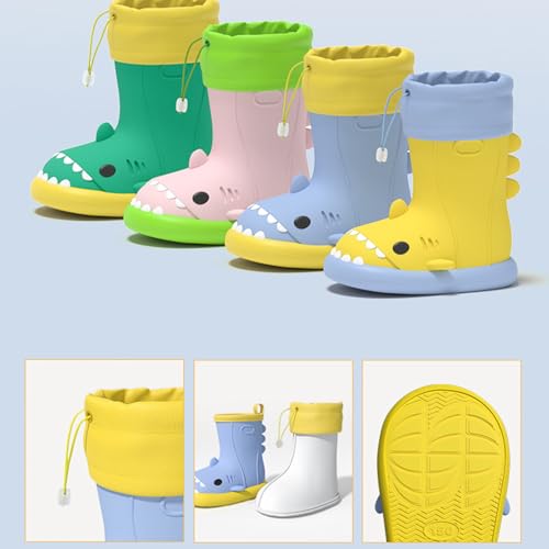 Boys Girls Rain Boots Toddler Little Kids Rain Shoes Waterproof Shoes Cute Cartoon Dinosaur Rain Boots for Boys Girls3