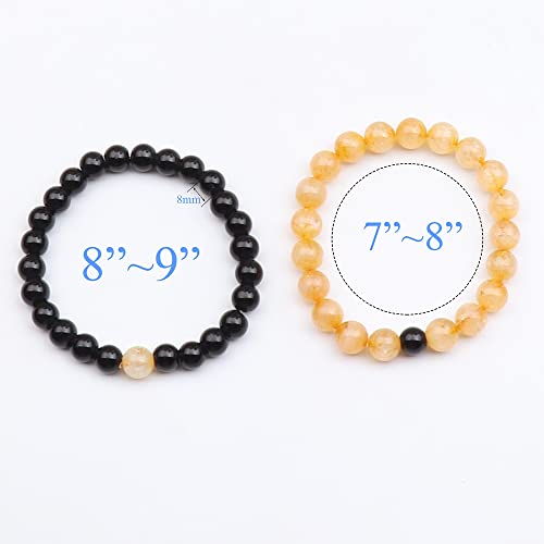 Image of KSQS Long Distance Bracelets For Couples, His And Hers Black Onyx Turquoise Forever Stone Bead Bracelet For Lovers, Crystal Healing Gemstone Bracelet For Woman Man(2pcs)