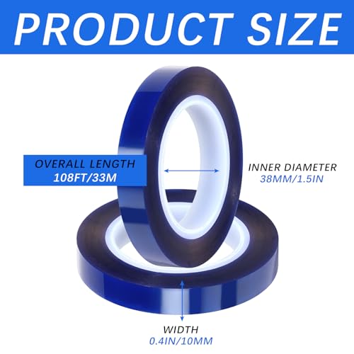 Image of 6 Rolls 10mm x 33m(108FT) Heat Tape Heat Resistant Tape High Temperature Heat Transfer Tape for Heat Sublimation Press Vinyl,No Residue(Blue)