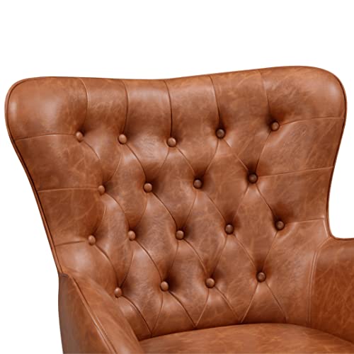 Yaheetech Leather Armchair, Deluxe And Modern Accent Chair Living Room Chair Single Sofa Chair Cozy With High Back And Pocket Coil Seat For Bedroom Home Office, Brown, Set Of 2 #TOP7