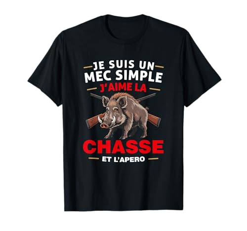 J'aime La Chasse et l'apero Passion de la Chasse de Sanglier T-Shirt