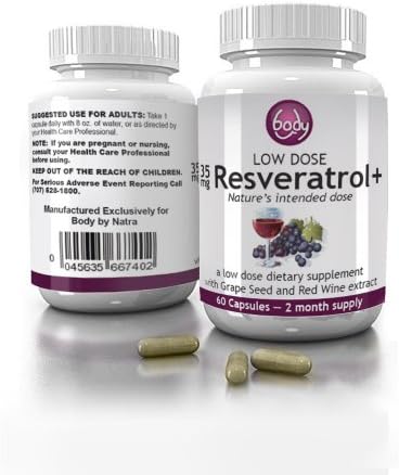 Resveratrol Natural Trans Resveratrol Supplement - FOUR Month Supply - Grape Seed Extract - Red Wine Extract - Antioxidants - Burn Fat - Anti Aging - Polyphenols - Mega Health Benefit - A Natural Addition To Your Supplements And Vitamins Diet - Select the Best Most Effective Product with Fewest Side Effects Buy Body By Natra's Low Dosage Capsules