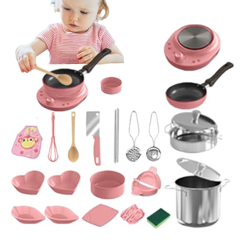 Ruwshuuk Juego de cocina para 22 piezas de juguete de cocina - Set de cocina interactivo en miniatura para casa o sala de juegos creativo