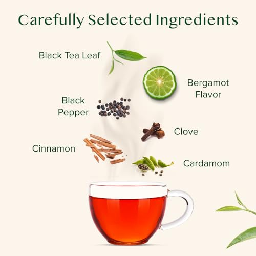 Image of VAHDAM Earl Grey Masala Chai - High Caffeine, Non GMO, Gluten Free | Citrusy Earl Grey Tea Leaves w / Pure Bergamot Oil | Brew Hot, Iced or Chai Latte | Vacuum Sealed Pack (50 Cups /3.53 oz)