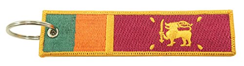 Sri Lanka Flag Key Chain, 100% Embroidered