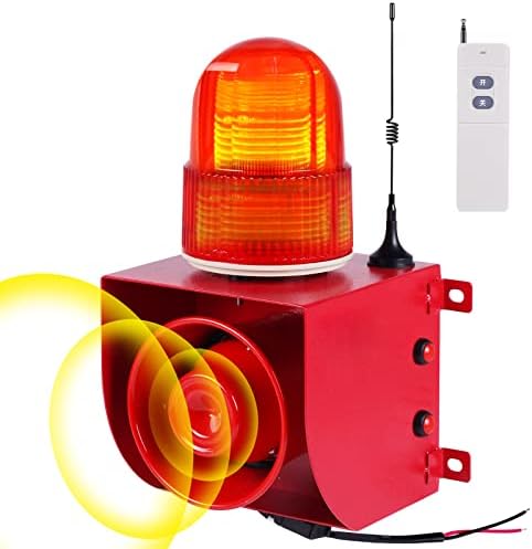 Wireless Remote Control Alarm Siren Industrial Sound Light Alarm Security Siren Horn Alarm Waterproof Emergency Strobe Warning Light 120dB Outdoor (AC 110V Without Plug)