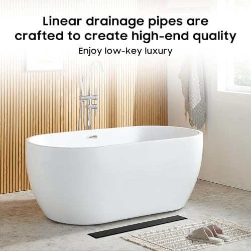 DLONE Linear Shower Drain | 24" AISI 304 Stainless Steel Shower Drain, Matte Black Linear Drain with Tile Insert Panel & Adjustable Feet, Long Rectangle Shower Floor Drain in Bathroom, Balcony, etc by DLONE - Used condition - Image 8