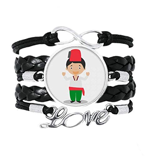 Bracelet dinde tricoté en cuir torsadé rouge et vert avec kit de corde créatif