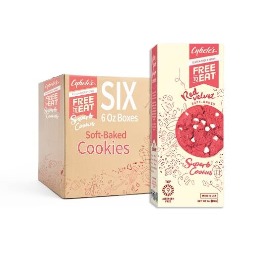 Cybele's Free to Eat Gluten-Free, Vegan, Healthy Allergen-Free Soft Baked Cookies, Red Velvet (6 Pack)