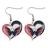 Washington Capitals Swirl Heart Earring NHL Dangle Logo Charm Gift