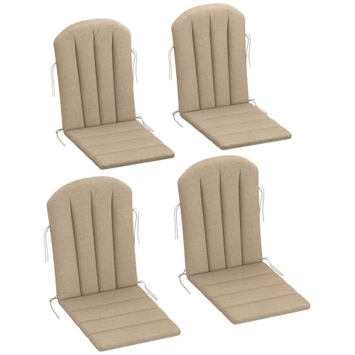 Outsunny Adirondack Chair Cushion Set of 4, Outdoor Chair Cushions with Ties, 25D High-Density Foam,...