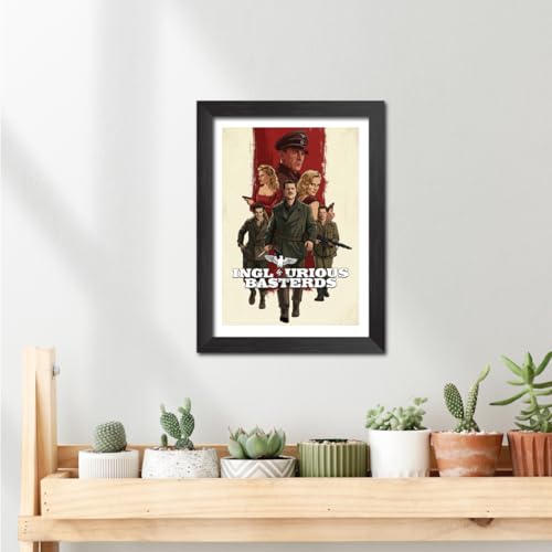 Image of TenorArts Inglourious Basterds Poster Hollywood Movie Posters Vector Art Photo Frame Painting With Dark Wooden Texture (12inches x 9inches)