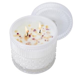 Chloefu LAN White Crystal Candle Gardenia Candles for Home Scented, Large 2-Wick Candle, Highly Scented, Gifts for Women, Anniversary Wedding, Thanksgiving, Birthday Gifts for Her Mom, 14 oz