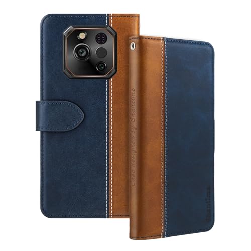 Shantime Leather Flip Case Compatible with Ulefone RugOne Xever 7 Pro Case with Card Holder RFID Blocking Magnetic Kickstand Slim Fit Business Protective Cover(Blue)