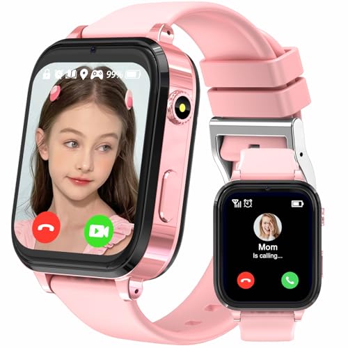 clleylise Smartwatch Kinder, Kinder Smartwatch mit GPS, 4G Telefon, HD Zwei-Wege-Videoanruf, Voice Chat, SOS, Schulmodus, Schrittzähler, Wecker, Kinderuhr für Mädchen und Jungen