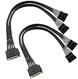 TeamProfitcom SATA Power Splitter Cable SSD Power Cable HDD Power Cable Hard Drive Power Cable SATA 15 Pin Male to 2xSATA 15 Pin Female Power Y-Splitter Extension Cable 24 Inches (2 Pack)
