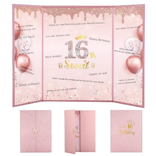 Sweet 16th Birthday Decoration, Rose Gold Guestbook Alternative for Girl