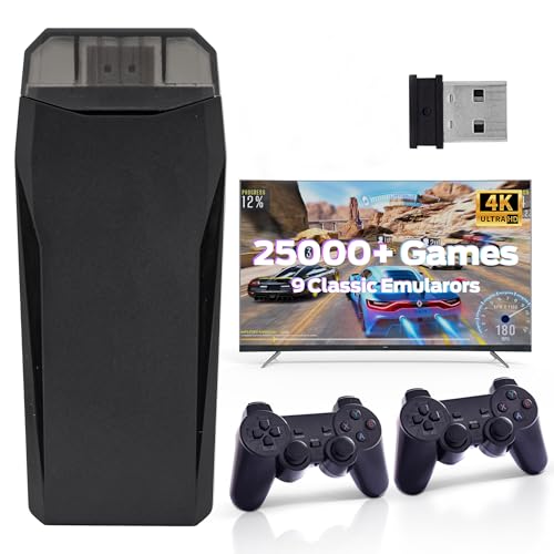 Wireless Retro Game, 25000+ Games Built-in, 4K HDMI Output, 9 Emulators, Dual 2.4GHz Wireless Game