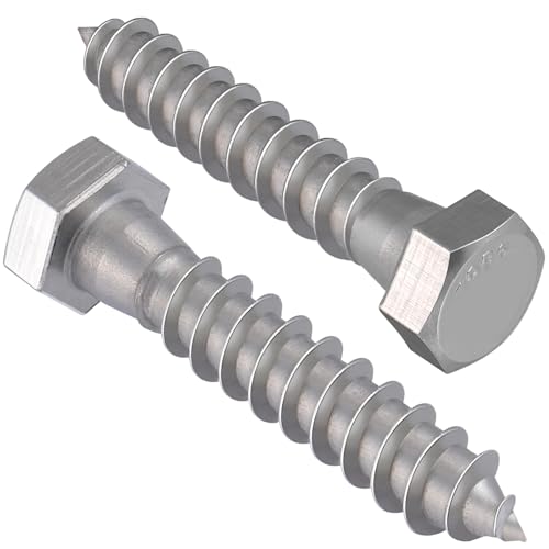 Vgbuy VG01807 5/16 Inch X 2 Inch Hex Head Lag Screws 20Pcs, 304 Stainless Steel 18-8 Lag Bolts Wood Screws Heavy Duty Large Screws cover