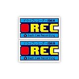 Biijo ドライブレコーダー 防水・耐熱 ステッカー シール 8bit 2枚セット ドライブレコーダー搭載ステッカー バイク・自転車・車 ヘルメット あおり運転対策 (ブルー×イエロー, 自動車・バイク用ステッカー(サイズ:タテ5.3cm×ヨコ10cm))