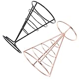 JOINPAYA Soporte para Papas Fritas de Hierro Hueco 2 Piezas Negro y Rosa Dorado, Cesta para Servir Aperitivos, Plato para Comida Frita en Restaurante y Bar