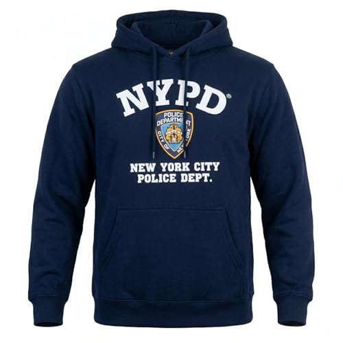 Artisan Owl New York Police Department Style Hooded Sweatshirt Souvenir Hoodie, NavyBlue (Small)