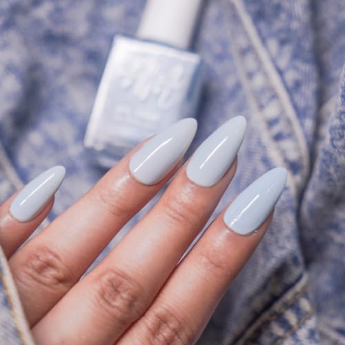 Image of Nails & More Baby Blue Nail Polish, Argan Oil-Infused Gel Shine, Soft Blue Nails, Pastel Nail Color | 10ml