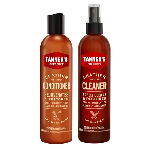 Tanner's Preserve Leather Cleaner & Conditioner Duo Pack, Cleans, Rejuvinates & Restores Finished Leather, Use for Cars, Furniture & More, 2X 8 Fl Oz