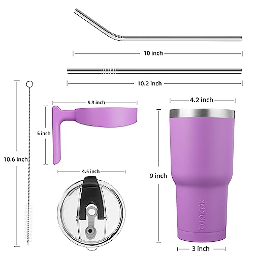 Image of BJPKPK 40 oz Tumbler with Handle & Straw, Insulated Stainless Steel Mug