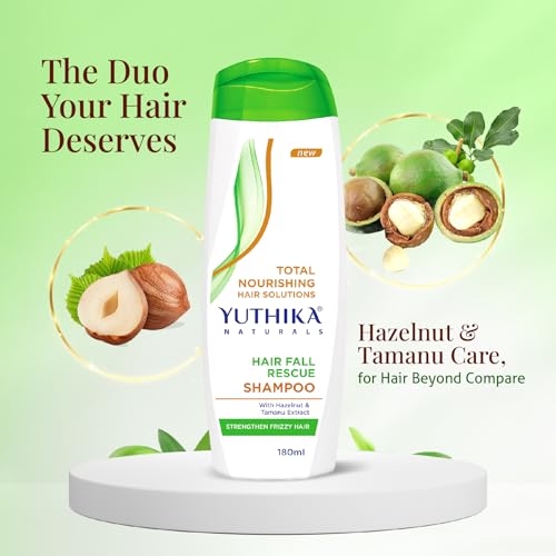 Image of Yuthika Hairfall Rescue Shampoo Pack of 2 (180ml Each) | Nourishing Shampoo for Weak & Falling Hair | Enriched with Argan Oil & Amaryllis Extract | Suitable for Men & Women