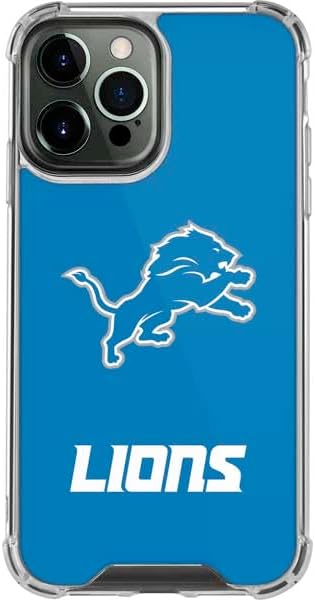 Skinit Clear Phone Case Compatible with iPhone 13 Pro Max - Officially Licensed NFL Detroit Lions Distressed Design