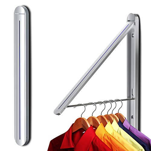 Stealth Hangers ,Retractable Clothes Rack - Wall Mounted Folding Clothes Hanger Drying Rack for Laundry Room Closet Storage Organization, Aluminum, Wall Decoration Hangers