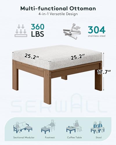 Image of SERWALL HDPE Outdoor Ottoman with Cushions