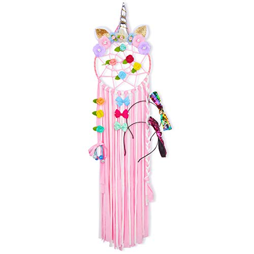 Beinou Hair Bow Holder Unicorn Headband Holder Hair Clips Organizer Metal Hoop Hairbow Hanger Alligater Clips Hair Accessories Storage Hair Barrettes Organizer (Hot Pink)