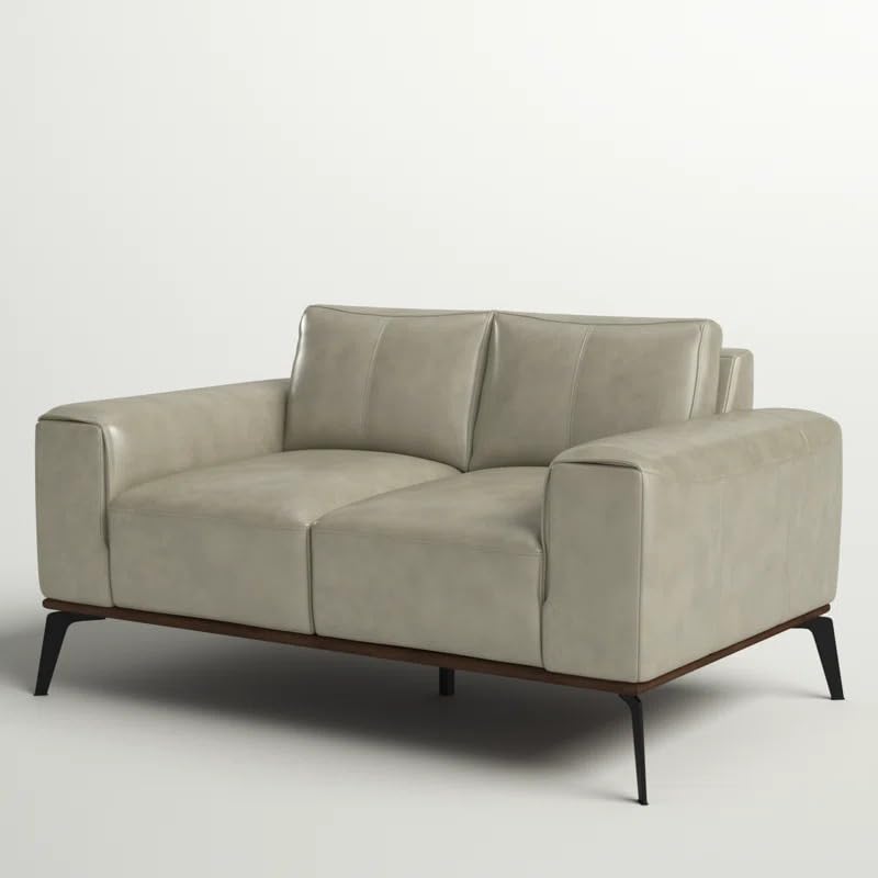 Image of LEGACY OF COMFORT Conley 58'' Leather Loveseat 2 Seater Sofa Two Seater Lounger for Living Room Offices Hotels (Ash Green, Two Seater)