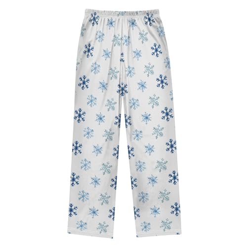 Christmas Pajama Pants Snowflakes Blue Print Long Sleep Pants Lounge Bottoms2