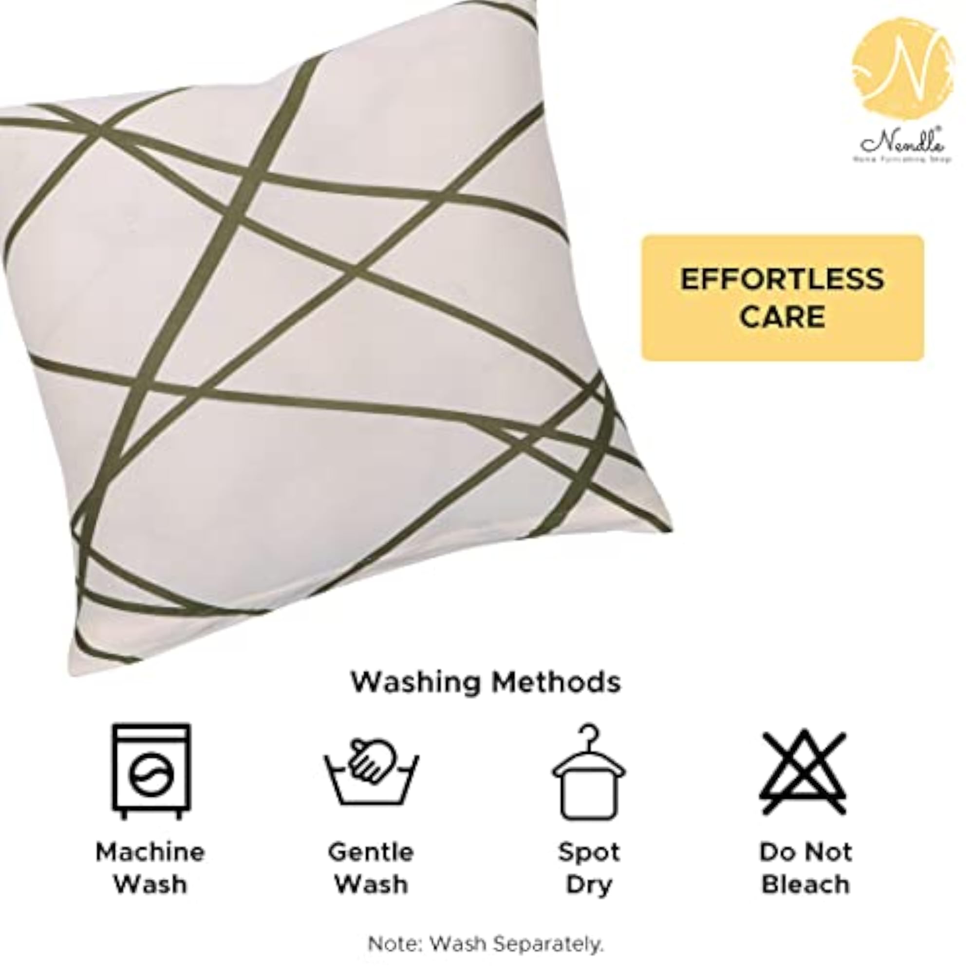Striped Pattern Polyester Cushion Covers Set of 5, Beige