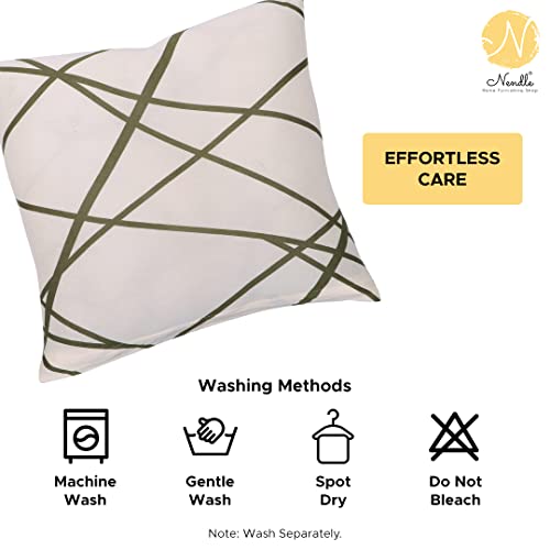 Image of Nendle Polyester Double Home Decor Striped Pattern 210 TC Cushion Covers 16 Inch X 16 Inch Set Of 5 (Beige, Pack Of 5)