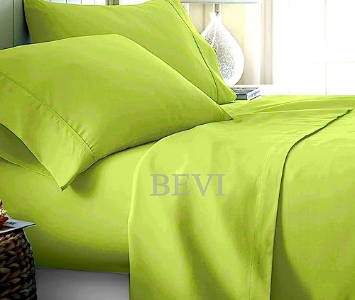 Image of BEVI Bedsheet for Double Bed 300 TC Flat Bedsheet with 2 Pillow Covers Size-(90 inchx95 inch) Neon Green