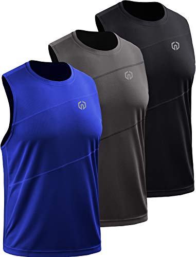 Image of NELEUS Men's Dry Fit Workout Running Muscle Tank Top, Blue, Small