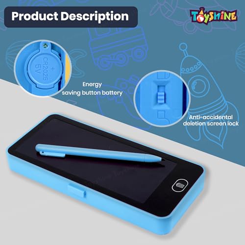 Image of Toyshine 2 in 1 Digital LCD Writing Pad Children Doodle Board with Pencil Box for Kids 3-10 Years Old Boys /Girls Gifts Education Learning Toy, Blue