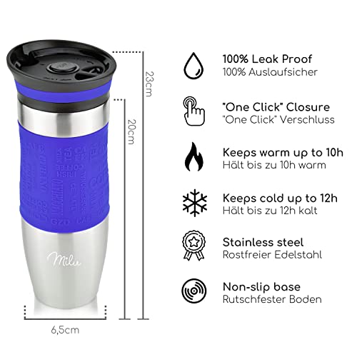 Milu Thermo Mug 370ml 450ml Insulated Mug Coffee Mug to go, 100% Leak Proof, Stainless Steel Drinking Mug - Image 2