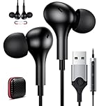 ACAGET USB Earphones for Dell Laptop, Wired USB Headset Computer Headphones with Microphone Magnetic in-Ear Teams Headset for PC Office Work Type A Headphone with Mic Meeting for Chromebook Laptop