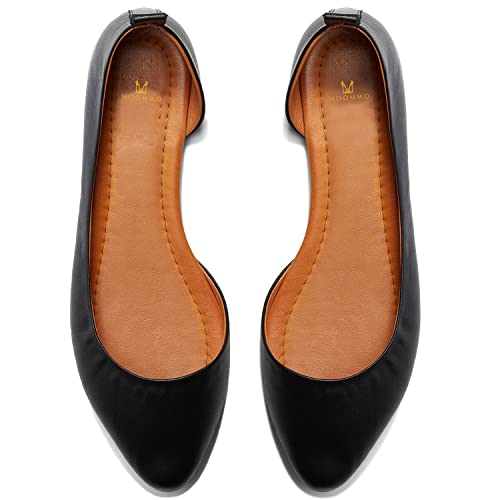 MOOMMO Women Cut Out Flat Shoes Pointed Toe Slip On Ballet Flats D’Orsay Comfortable Flat Heel Dress Shoes Side Cut Office Ladies Party Casual Driver Flats 4-11 M US