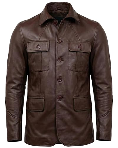Image of Men's Leather Blazer - Lambskin Leather Blazer Men Genuine Leather Jacket Blazers - Men's Real Leather Sport Coat