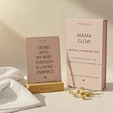 New Mom Affirmation Cards for Pregnancy & Postpartum - 31 Birth Affirmation Cards with Daily Rituals. Baby Shower Gifts for Mom and Post Pregnancy Gifts. Wooden Stand Included - MAMA GLOW